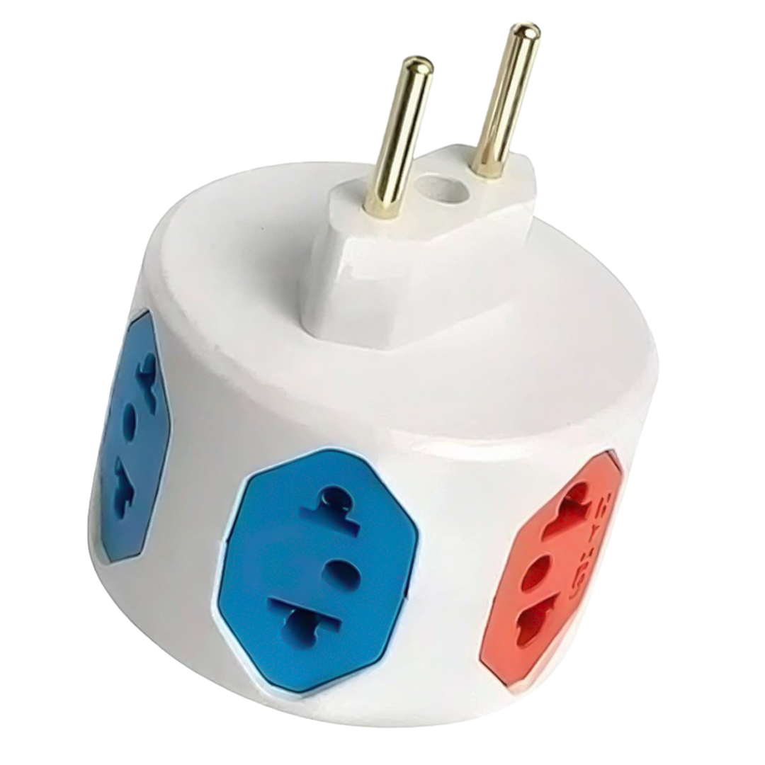 Multiadaptador Redondo 6 em 1 com Fusível Leduc