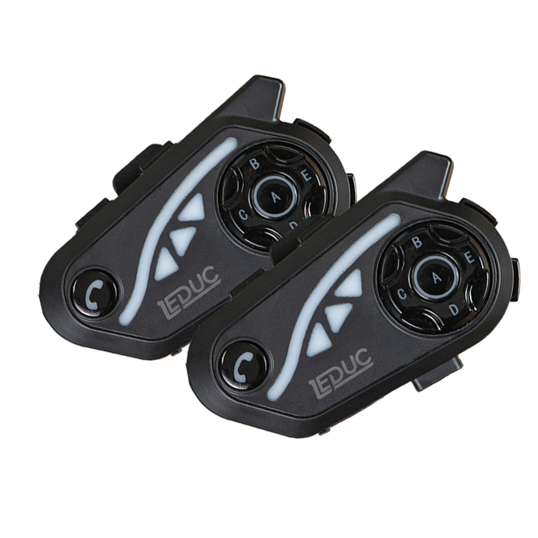Intercomunicador Bluetooth para Capacete V8 Pro Leduc — Kit com 2 Unidades