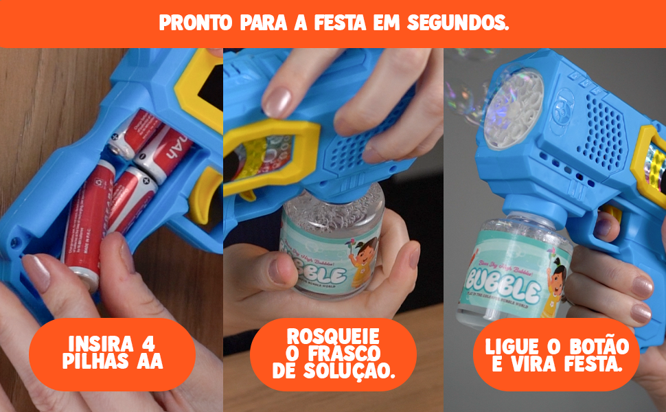 Pistola de Bolhas de Sabão Automática Rosa com Luzes LED — Pronto festa