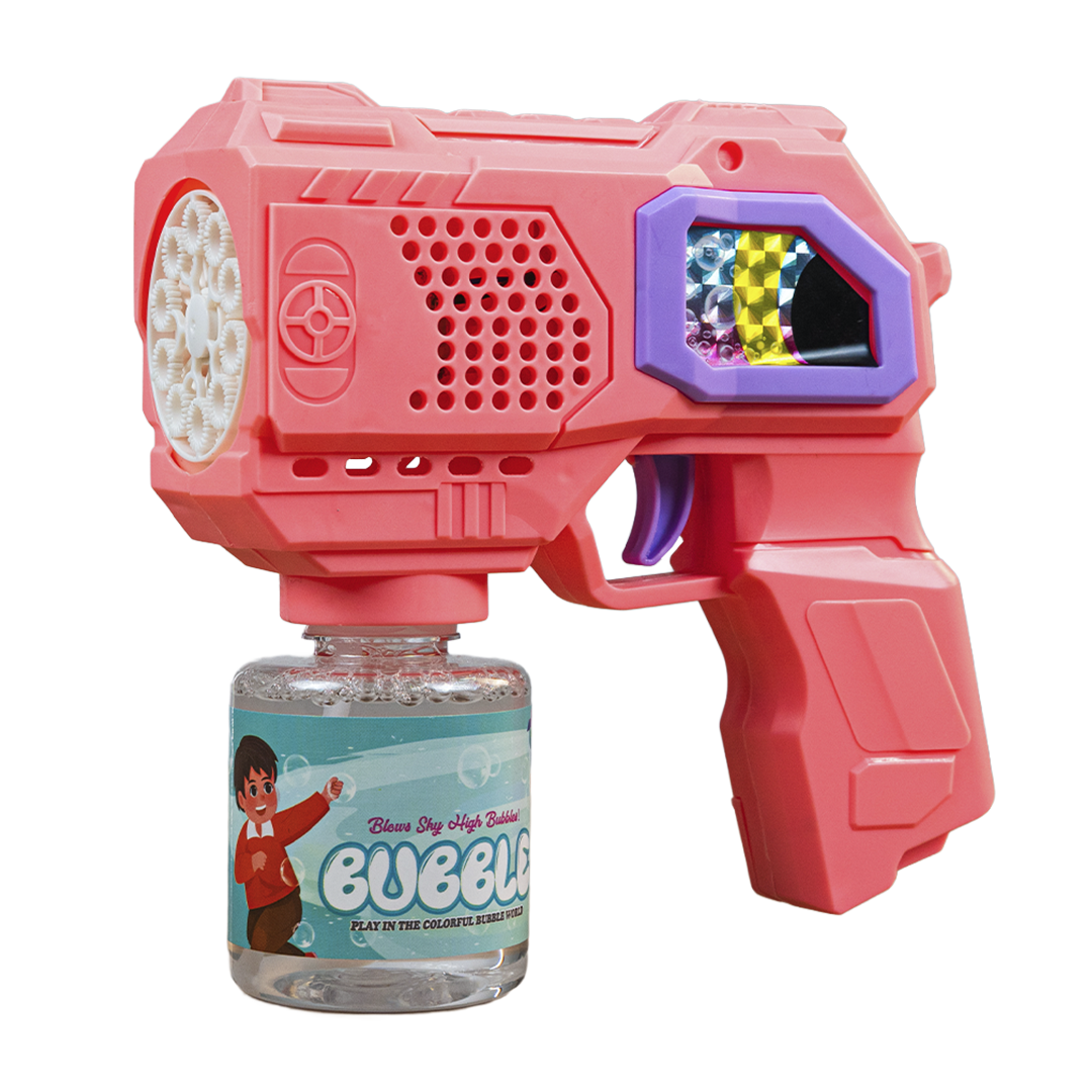 Pistola de Bolhas de Sabão Automática Rosa com Luzes LED